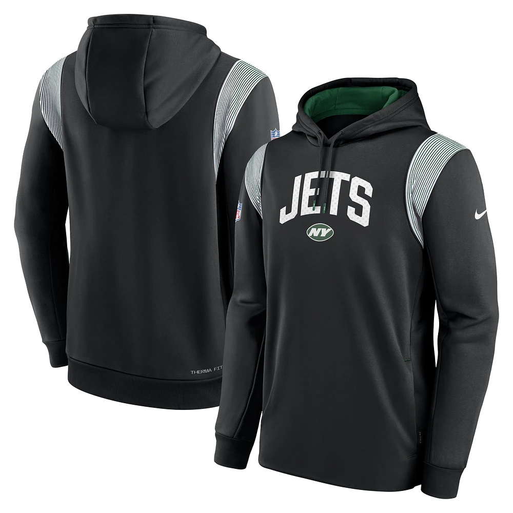 Sweat à capuche Nike noir New York Jets Sideline Athletic Stack Performance pour homme