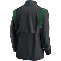 Men's Nike Black New York Jets Sideline Coach Chevron Lockup Quarter-Zip Long Sleeve Top