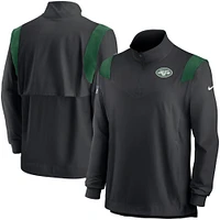 Haut à manches longues et fermeture Éclair quart de finale Nike New York Jets Sideline Coach Chevron Lockup pour homme – Noir