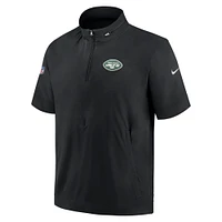 Nike New York Jets Sideline Coach Sweat à capuche et manches courtes quart de zip pour homme Noir