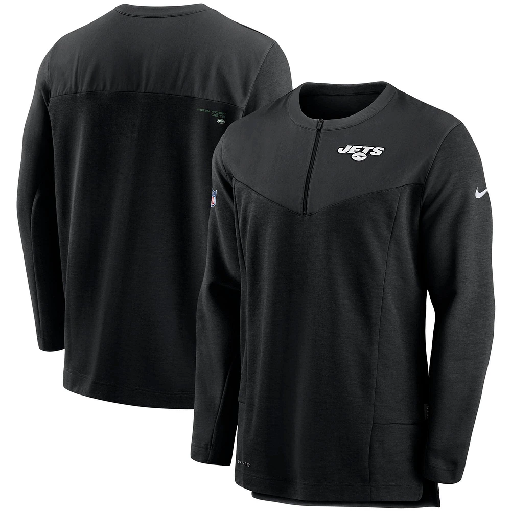 Veste de performance à demi-glissière anti-UV Nike New York Jets Sideline pour homme - Noir