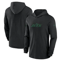 Men's Nike Black New York Jets Sideline Hoodie Performance Long Sleeve T-Shirt