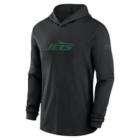 Men's Nike Black New York Jets Sideline Hoodie Performance Long Sleeve T-Shirt