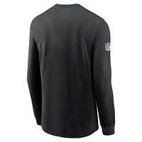 T-shirt à manches longues Nike New York Jets Sideline Performance pour homme, noir