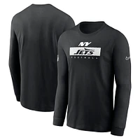 T-shirt à manches longues Nike New York Jets Sideline Performance pour homme, noir