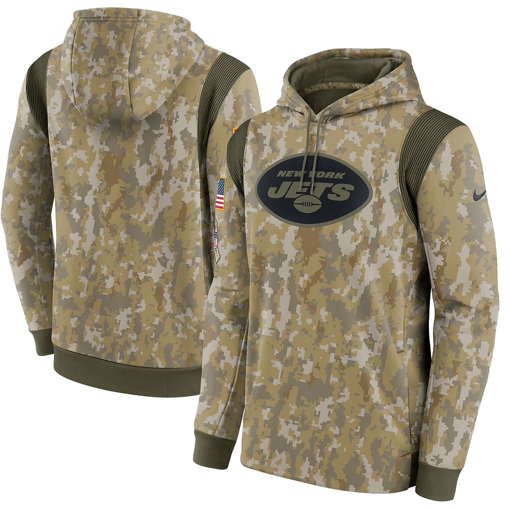 Sweat à capuche Nike Camo New York Jets Salute To Service Therma Performance pour hommes