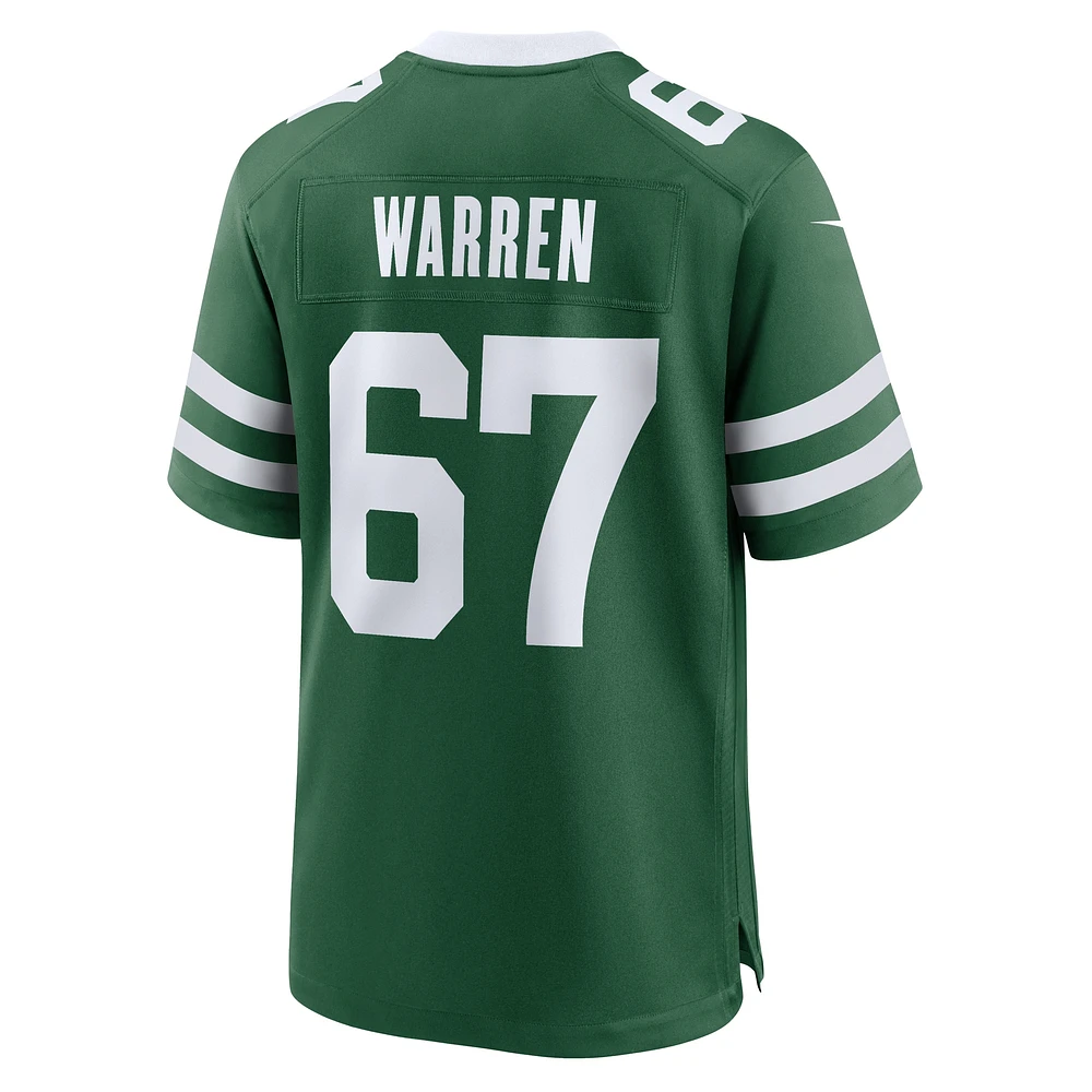 Maillot de match Nike Carter Warren Legacy Green New York Jets pour homme