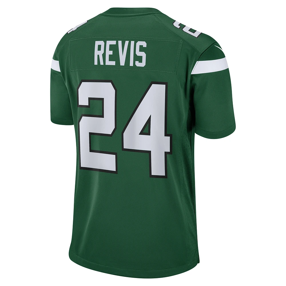 Maillot de jeu joueur à la retraite des New York Jets Nike Darrelle Revis Gotham vert pour homme