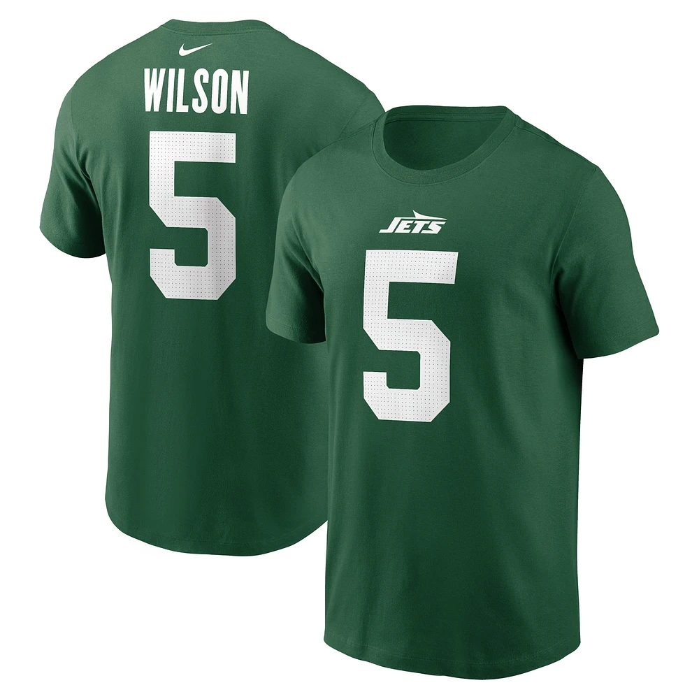 Men's Nike Garrett Wilson Green New York Jets Name & Number T-Shirt