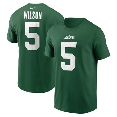 Men's Nike Garrett Wilson Green New York Jets Name & Number T-Shirt