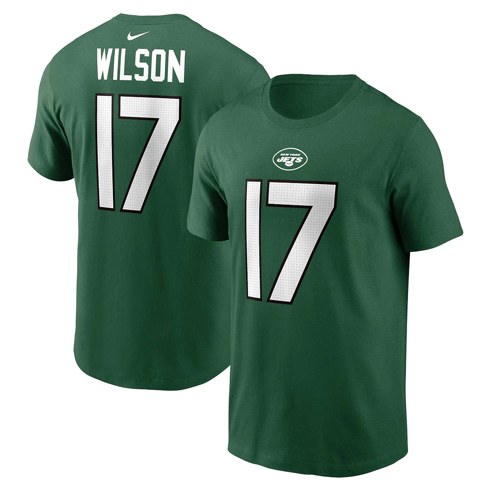 Men's Nike Garrett Wilson Green New York Jets Player Name & Number T-Shirt