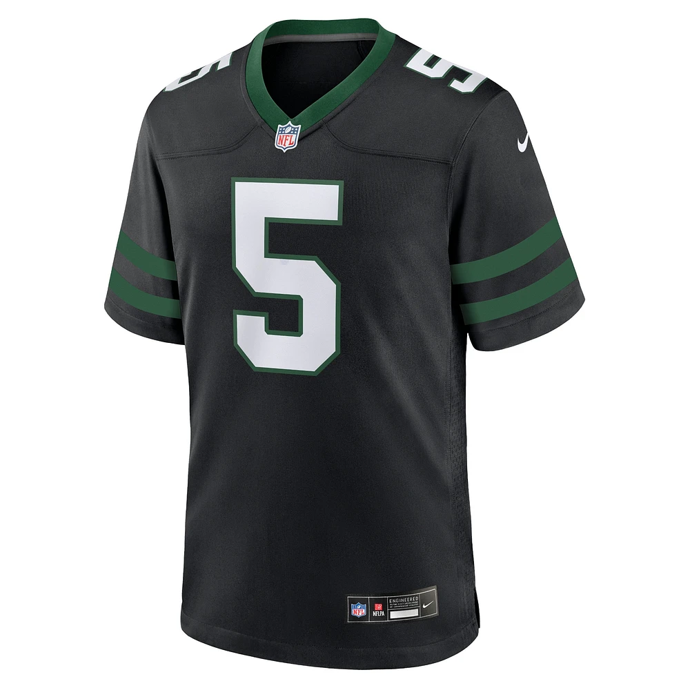 Maillot de jeu alternatif Nike Garrett Wilson Legacy pour hommes, noir, New York Jets