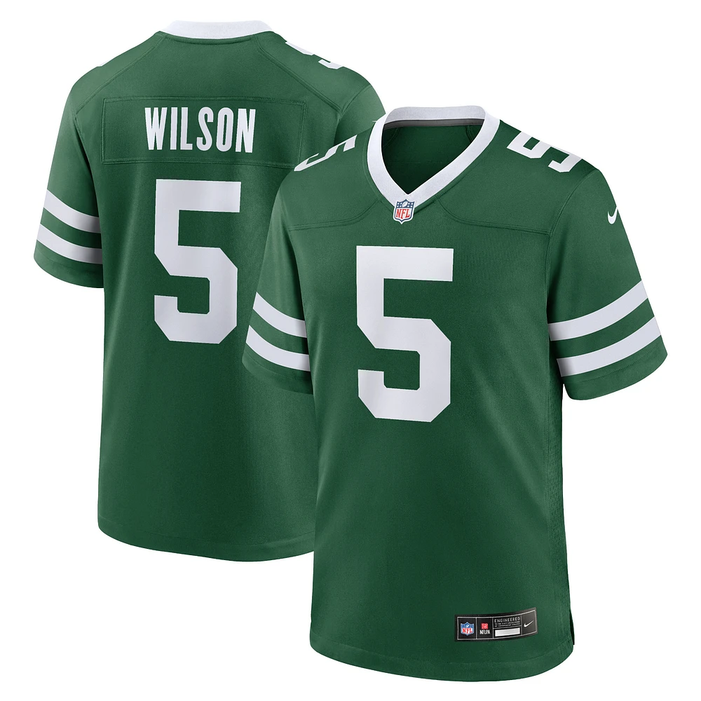 Maillot de match Nike Garrett Wilson Legacy vert New York Jets pour homme