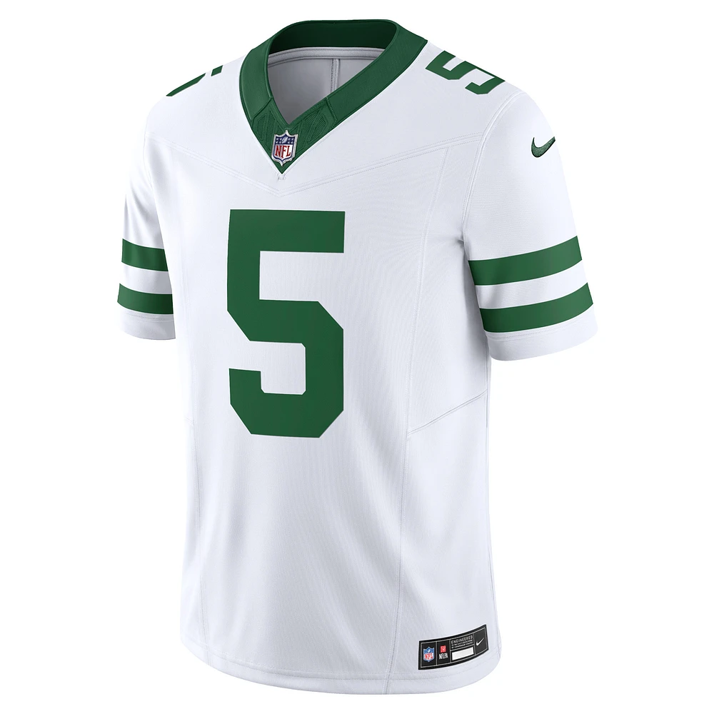 Nike Garrett Wilson Legacy pour hommes, blanc, New York Jets Vapor F.U.S.E. Maillot limité