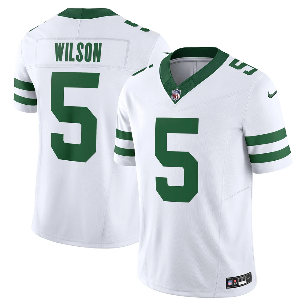 Nike Garrett Wilson Legacy pour hommes, blanc, New York Jets Vapor F.U.S.E. Maillot limité