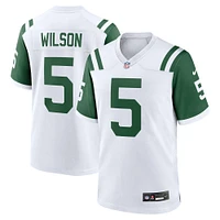 Maillot Nike Garrett Wilson pour hommes, blanc, New York Jets, jeu alternatif classique