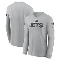 T-shirt à manches longues Nike gris New York Jets 2024 Salute To Service pour homme