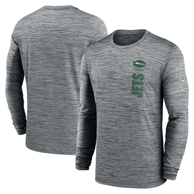 T-shirt à manches longues Nike gris New York Jets 2024 Sideline Velocity Performance pour homme