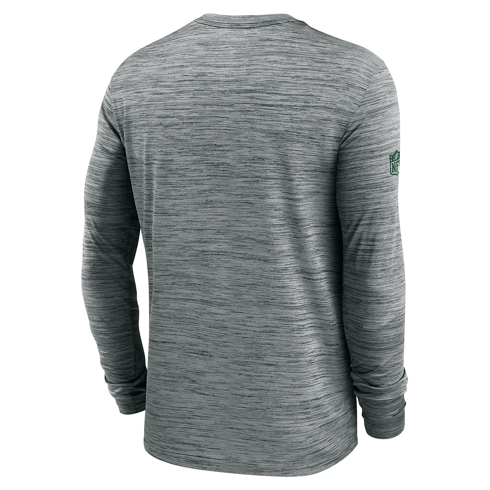 Men's Nike Gray New York Jets Sideline Velocity Performance Long Sleeve T-Shirt