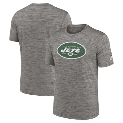 Men's Nike Gray New York Jets Sideline Velocity Throwback Logo Performance T-Shirt
