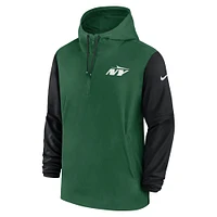 Men's Nike Green/Black New York Jets 2024/25 Sideline Pre-Game Player 1/2-Zip Hoodie Jacket