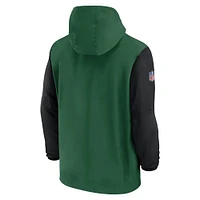 Men's Nike Green/Black New York Jets 2024/25 Sideline Pre-Game Player 1/2-Zip Hoodie Jacket