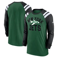 T-shirt à manches longues Nike pour hommes, vert/noir, New York Jets Classic Arc Raglan Tri-Blend