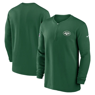 Men's Nike  Green New York Jets 2023 Sideline Performance Long Sleeve Tri-Blend Quarter-Zip Top