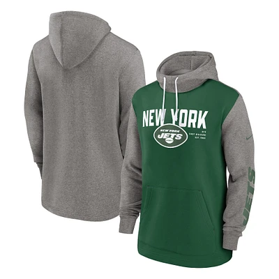 Men's Nike Green New York Jets Fashion Color Block Pullover Hoodie