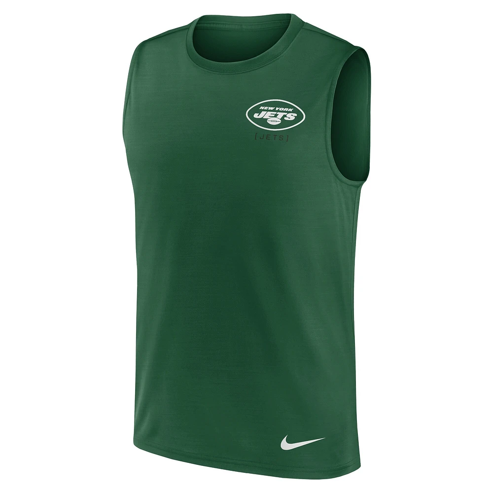 Men's Nike Green New York Jets Large Logo Performance Muscle Tank Top