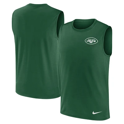 Men's Nike Green New York Jets Large Logo Performance Muscle Tank Top