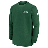 Men's Nike Green New York Jets Legacy Sideline Heavy Brushed Waffle Long Sleeve Top