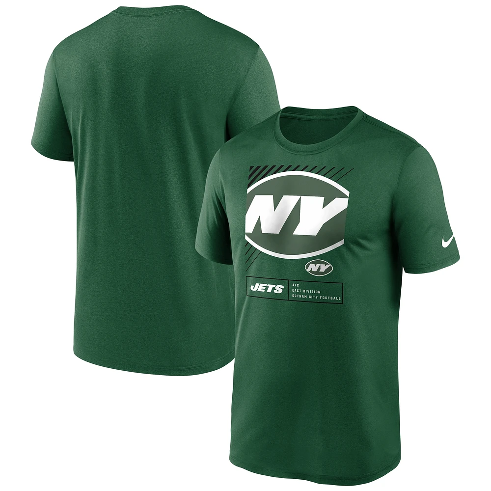 T-shirt Nike vert New York Jets Legend Yard Lines Performance pour homme