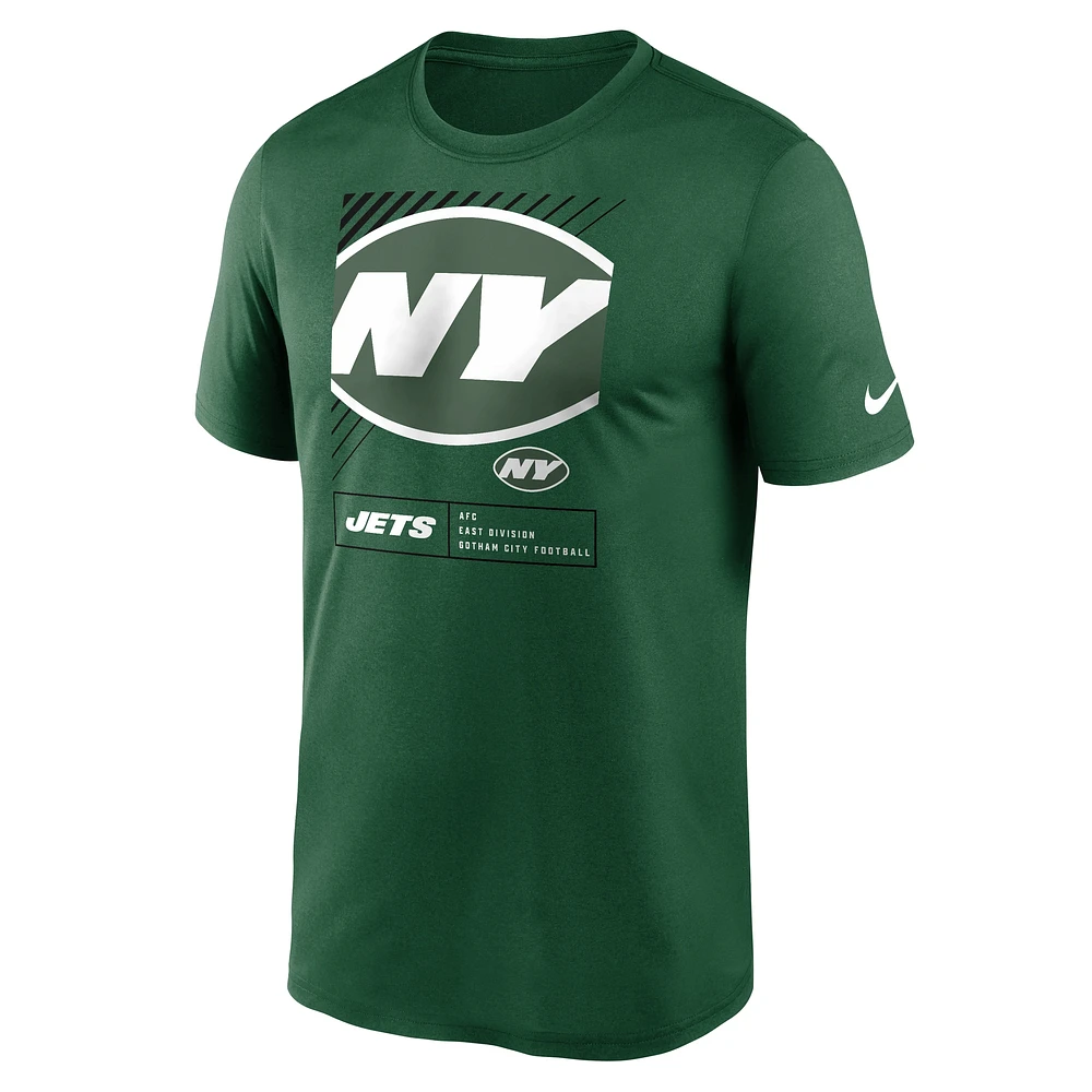 T-shirt Nike vert New York Jets Legend Yard Lines Performance pour homme