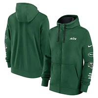 Sweat à capuche entièrement zippé Nike Green New York Jets Primetime Club pour homme