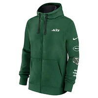 Sweat à capuche entièrement zippé Nike Green New York Jets Primetime Club pour homme