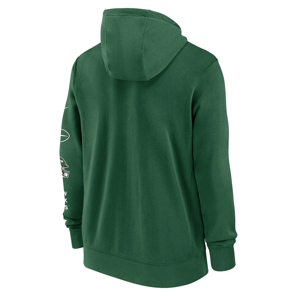 Sweat à capuche entièrement zippé Nike Green New York Jets Primetime Club pour homme