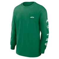 Men's Nike Green New York Jets Rewind Heavy Max 90 Pocket Long Sleeve T-Shirt