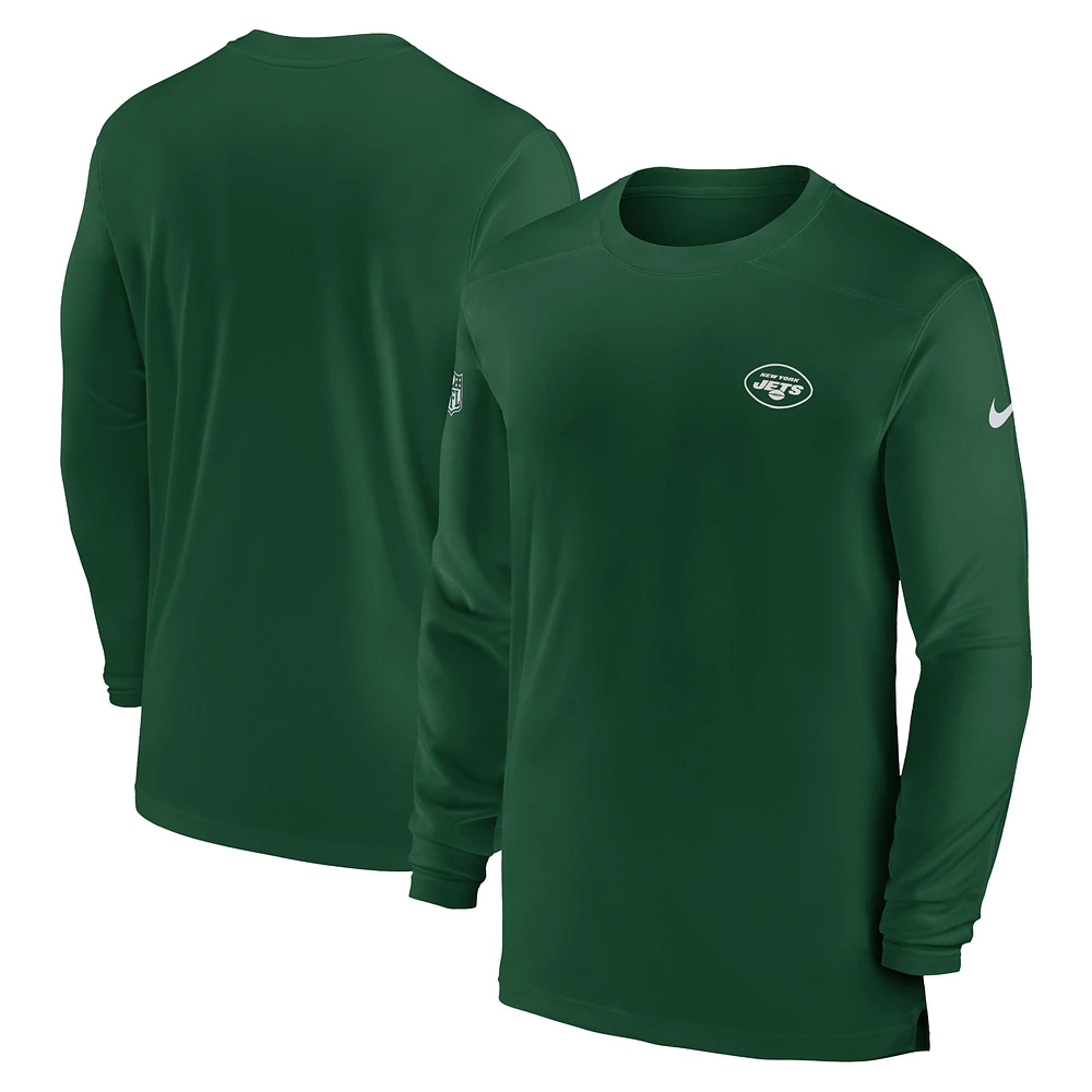 T-shirt à manches longues Nike Green New York Jets Sideline Coach Performance pour homme