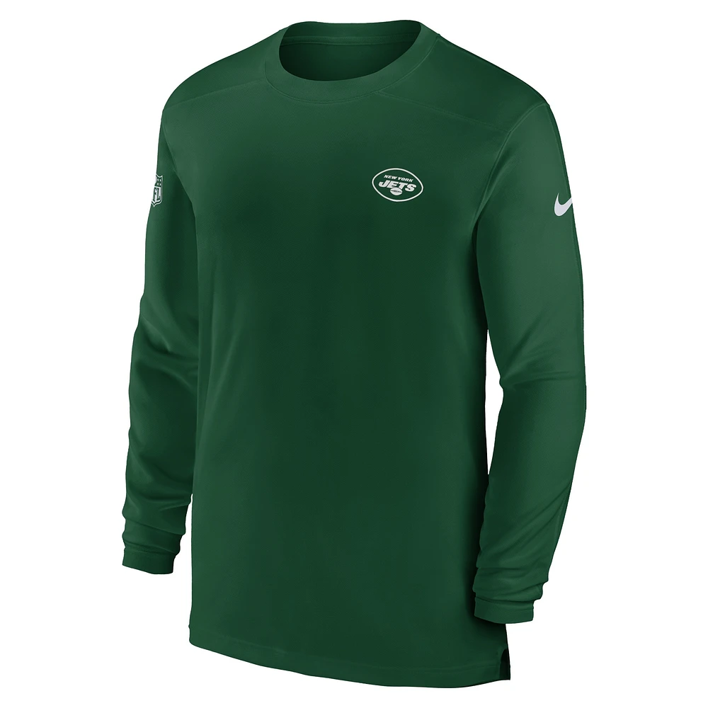 T-shirt à manches longues Nike Green New York Jets Sideline Coach Performance pour homme