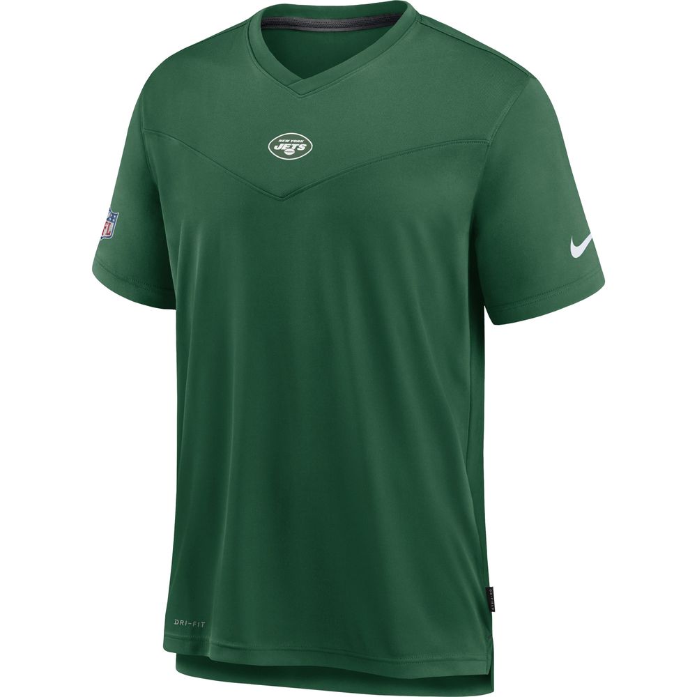 Men's Nike Green New York Jets Sideline Coaches Performance V-Neck T-Shirt