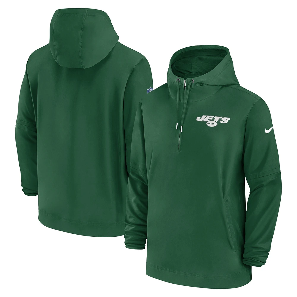 Sweat à capuche demi-zip Nike Green New York Jets Sideline pour homme