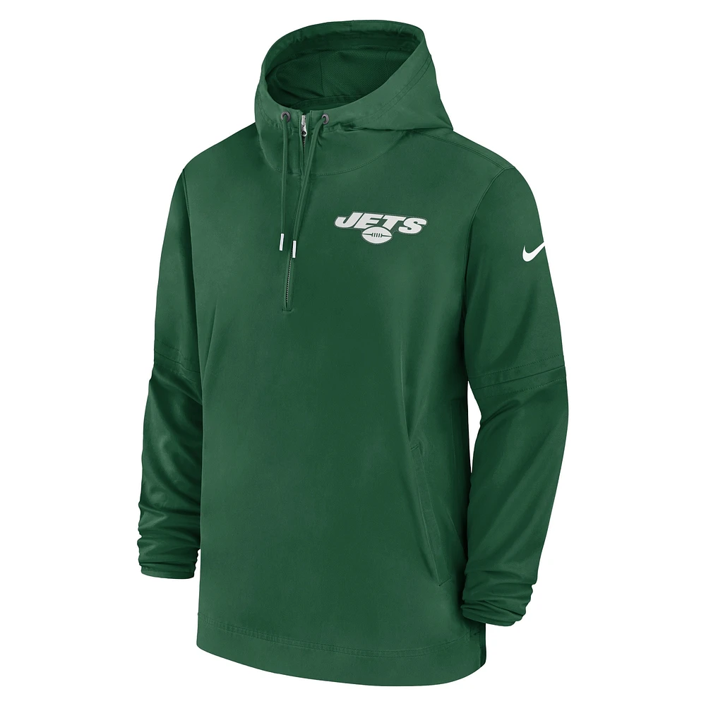 Men's Nike Green New York Jets Sideline Half-Zip Hoodie