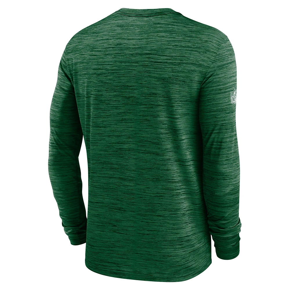 T-shirt Nike vert à manches longues pour homme, Sideline Velocity Performance, New York Jets