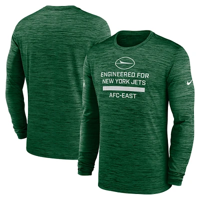 T-shirt Nike vert à manches longues pour homme, Sideline Velocity Performance, New York Jets