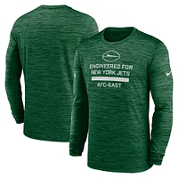 T-shirt Nike vert à manches longues pour homme, Sideline Velocity Performance, New York Jets