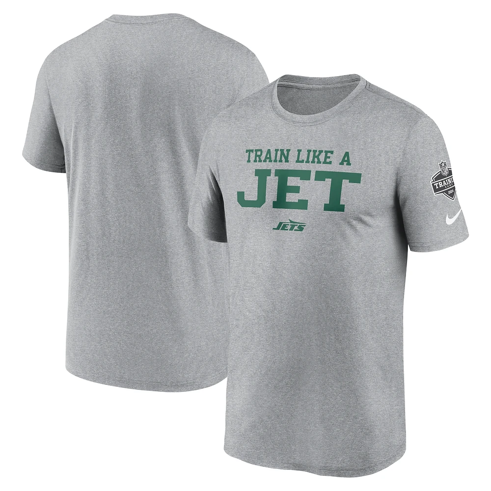 T-shirt Nike gris chiné New York Jets 2024 NFL Training Camp Legend Performance pour homme