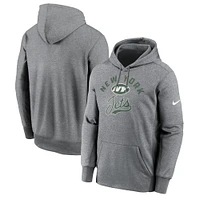 Sweat à capuche en polaire Nike New York Jets Performance gris chiné pour homme