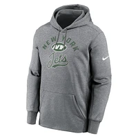 Sweat à capuche en polaire Nike New York Jets Performance gris chiné pour homme
