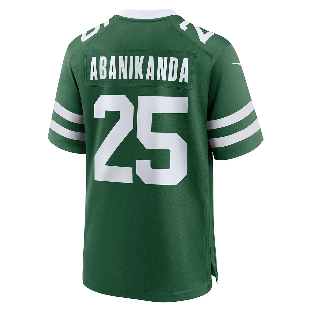 Maillot de match Nike Israel Abanikanda Legacy Green New York Jets pour homme